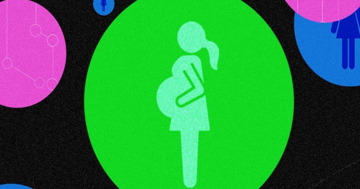 Ilustrasi seorang ibu menggunakan laptop dengan antarmuka chatbot AI di layar, dikelilingi mainan anak dan peralatan rumah tangga