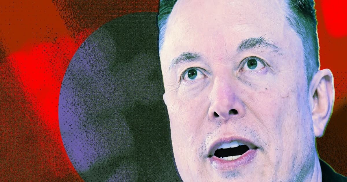 Ilustrasi foto Elon Musk dengan latar belakang grafik saham SpaceX yang menanjak