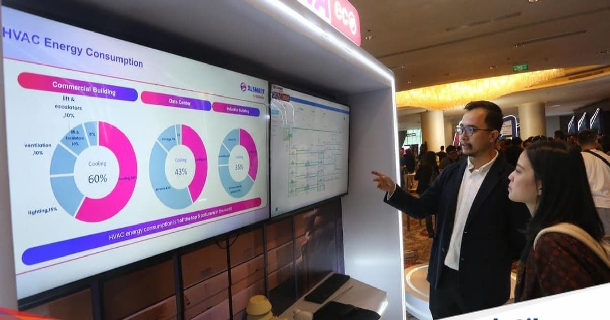 Para pengunjung memadati booth pameran XLSmart Bravo 500 Summit 2026 di Jakarta