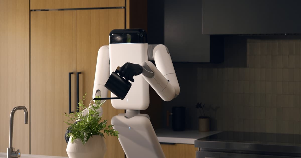 Robot humanoid Eno karya Genesis AI dengan desain tanpa kepala dan basis roda