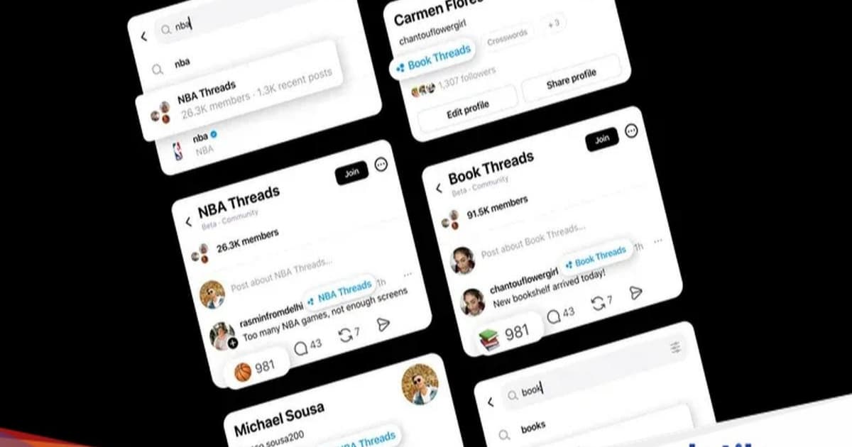 Ilustrasi fitur Communities di Threads dengan ikon komunitas
