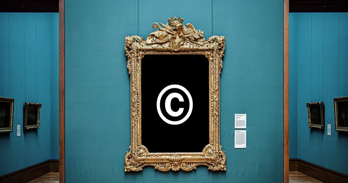 Ilustrasi komposit lukisan di galeri digantikan simbol hak cipta terkait RUU CREATOR Act