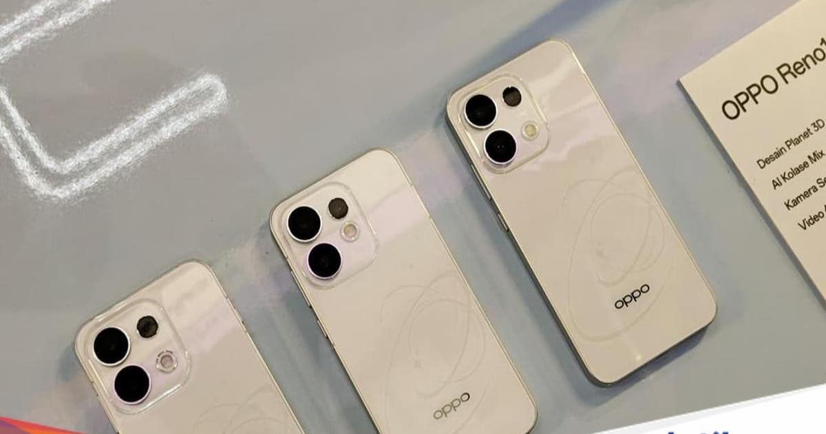 Tampilan belakang Oppo Reno 16 Series dengan desain 3D pop-up planet dalam warna putih