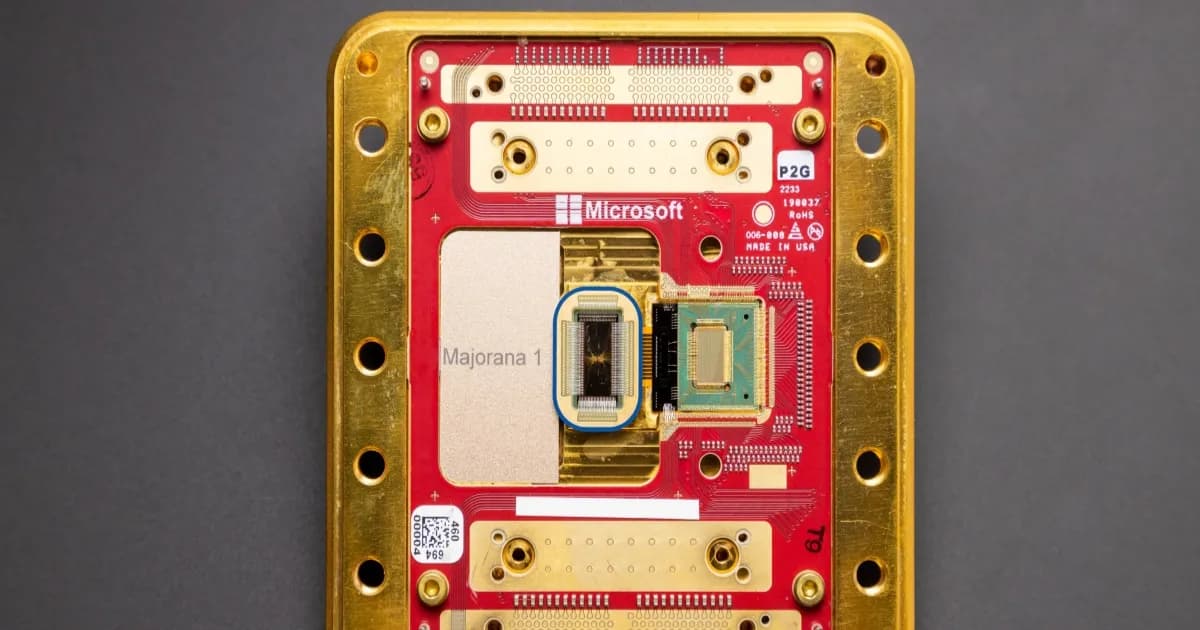 Ilustrasi chip kuantum Microsoft Majorana 1 dan Majorana 2 yang dikritik ilmiah