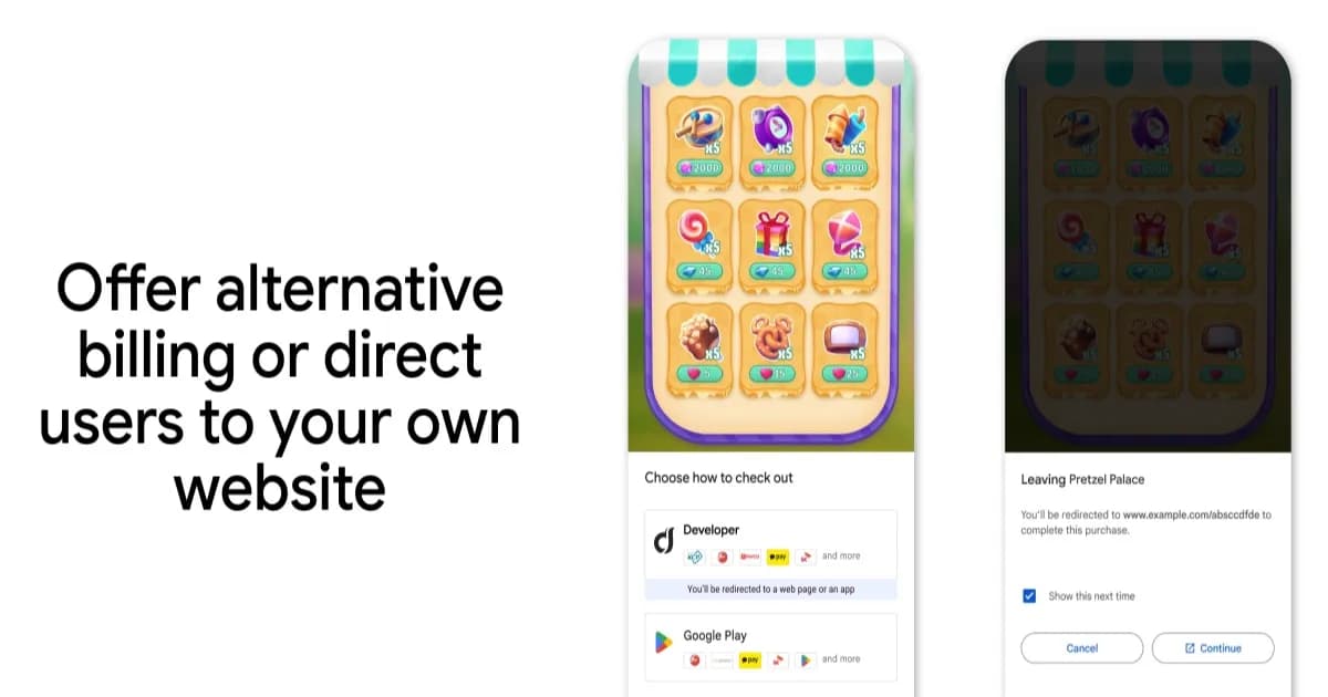Ilustrasi tarif baru Google Play untuk developer dengan potongan 20 persen untuk pembelian dalam aplikasi dan 10 persen untuk langganan