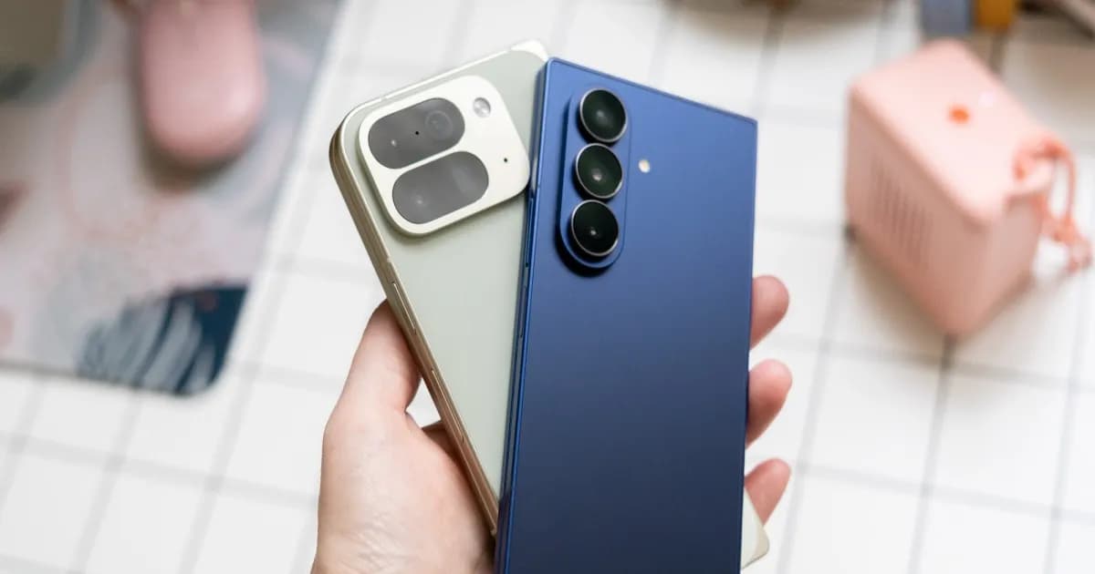 Tampilan kontroler virtual mode gaming lipat Android 17 di perangkat foldable
