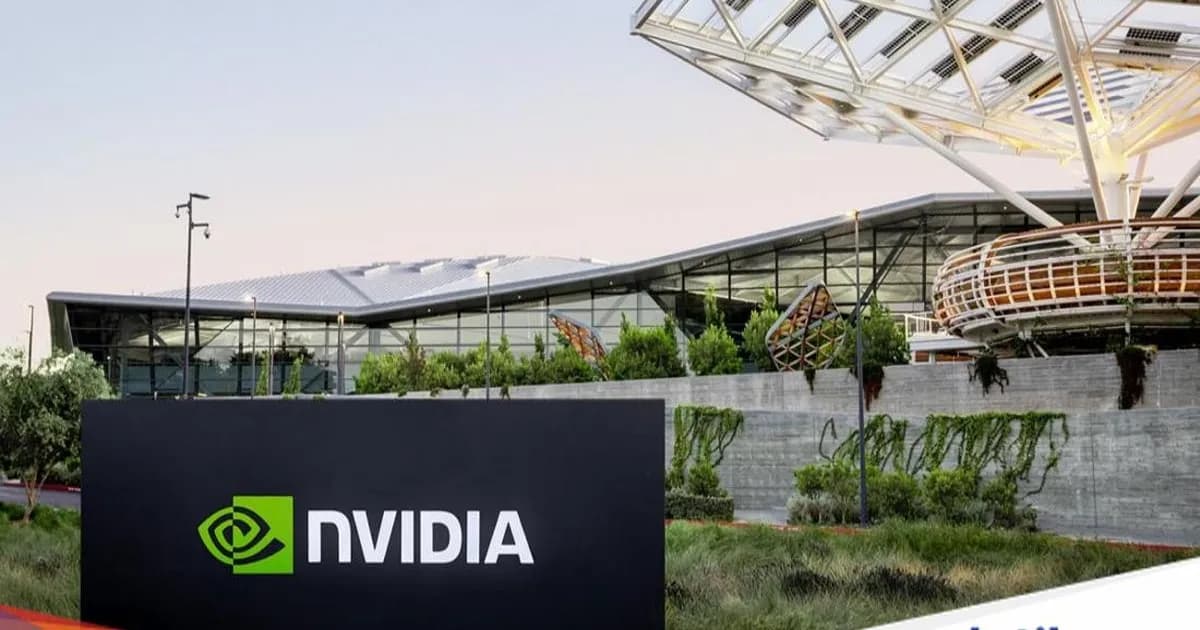 Ilustrasi pusat data AI modern dengan sistem pendingin cair canggih dari Nvidia
