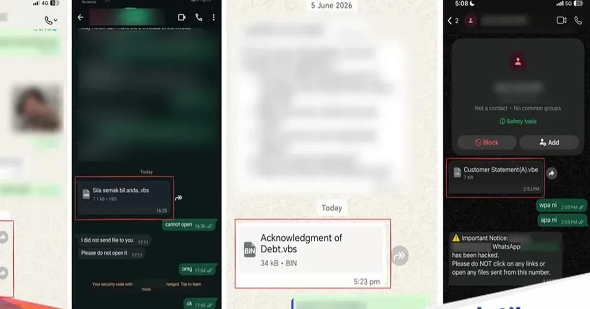 Ilustrasi malware yang tersebar di WhatsApp dengan modus file dokumen palsu