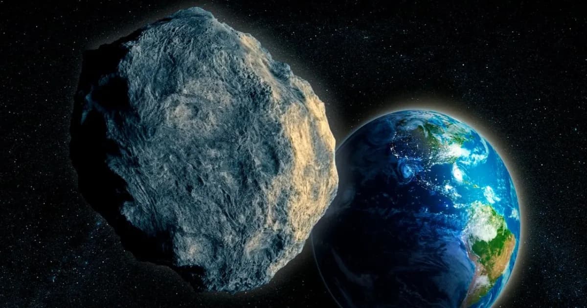 Ilustrasi asteroid raksasa 1997 NC1 melintas dekat Bumi pada 27 Juni 2026