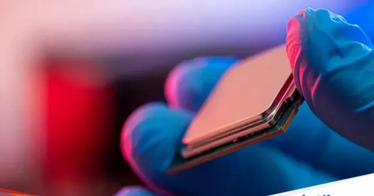 Ilustrasi chip semikonduktor IBM dengan arsitektur 3D nanostack