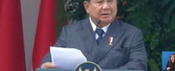 Prabowo Subianto menyampaikan pidato tentang pembangunan ekonomi berlandaskan Pancasila