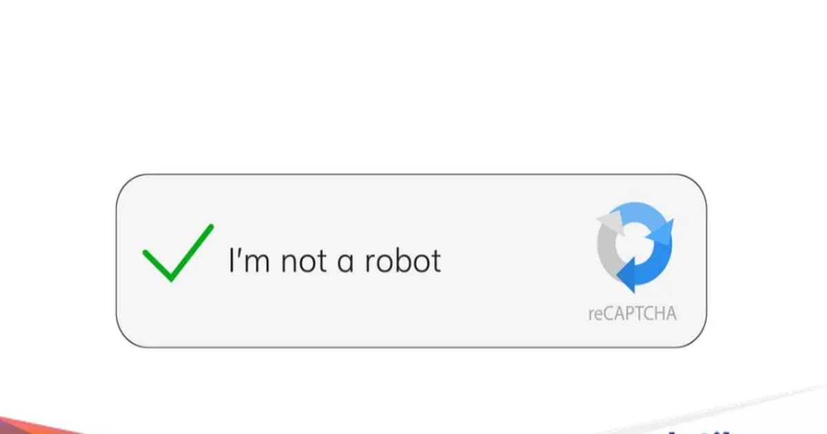 Ilustrasi CAPTCHA dengan ikon robot dan centang verifikasi manusia