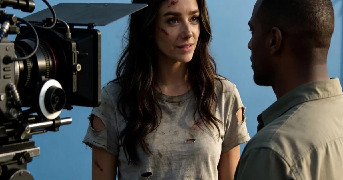 Aktor AI Tilly Norwood dalam sesi wawancara di belakang layar produksi film