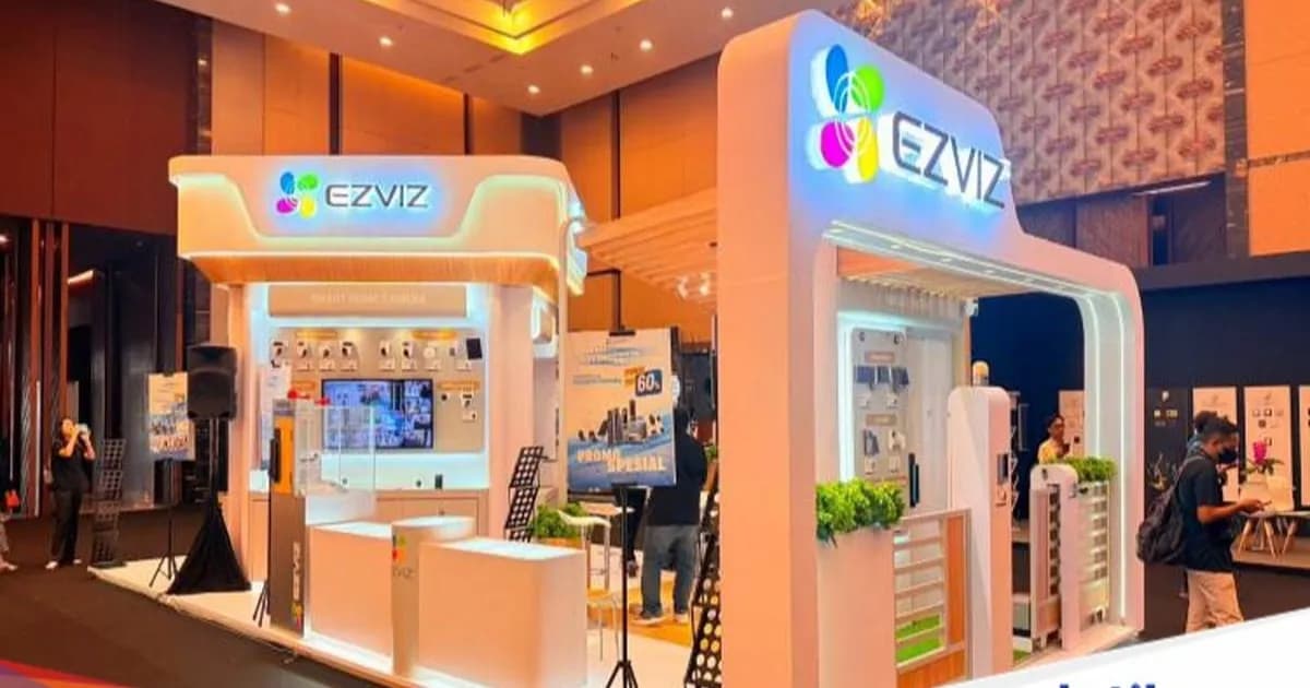 Booth Ezviz di Indo Build Tech 2026 menampilkan ekosistem rumah pintar terintegrasi