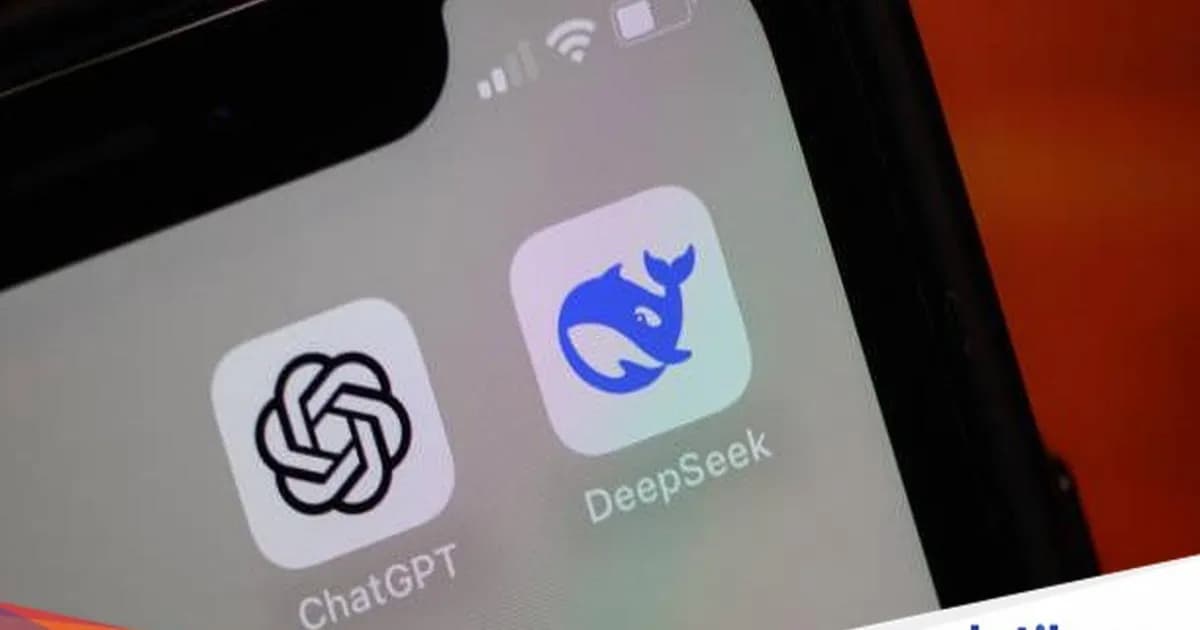 Smartphone menampilkan aplikasi DeepSeek China dan ChatGPT. Pergeseran preferensi perusahaan ke AI China semakin nyata.