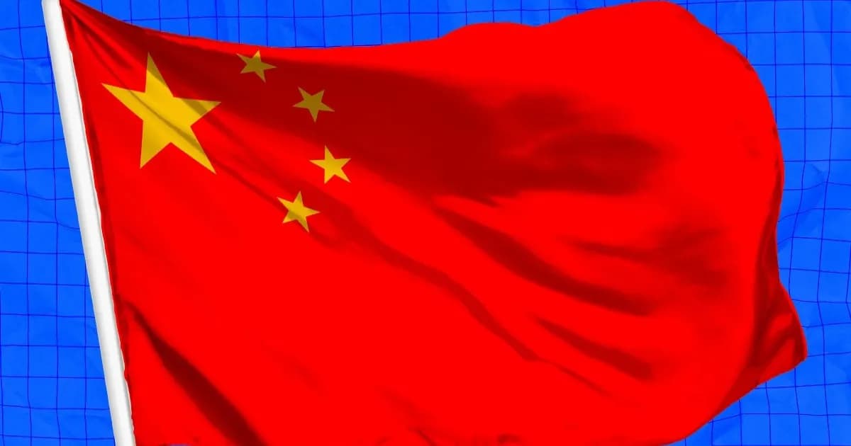 Ilustrasi bendera China dengan latar belakang AI dan grafik benchmark coding