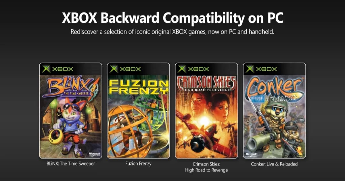 Empat game Xbox klasik Blinx, Conker, Crimson Skies, dan Fuzion Frenzy di PC