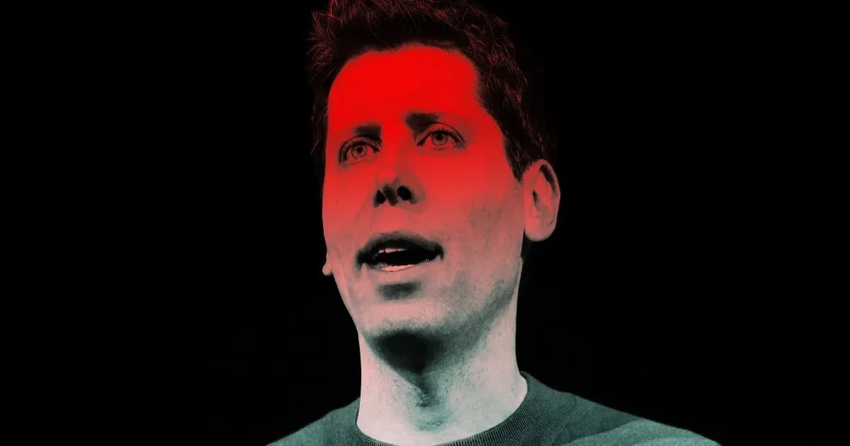 Ilustrasi CEO OpenAI Sam Altman dengan latar belakang digital