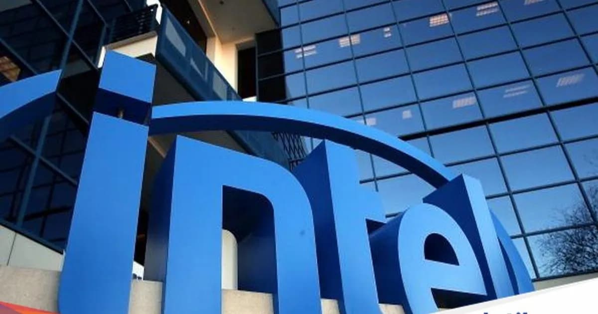 Logo Intel di kantor pusat Santa Clara, California