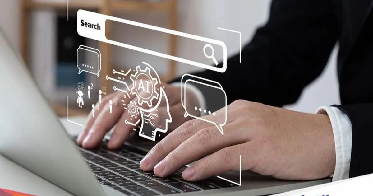 Ilustrasi skill AI yang dibutuhkan dunia kerja dengan tampilan antarmuka kecerdasan buatan