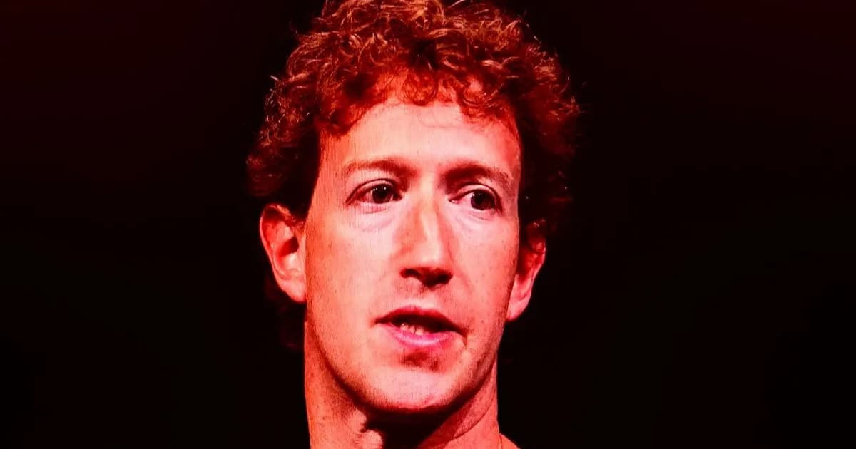 Foto Mark Zuckerberg dengan efek warna saat membahas strategi AI Meta