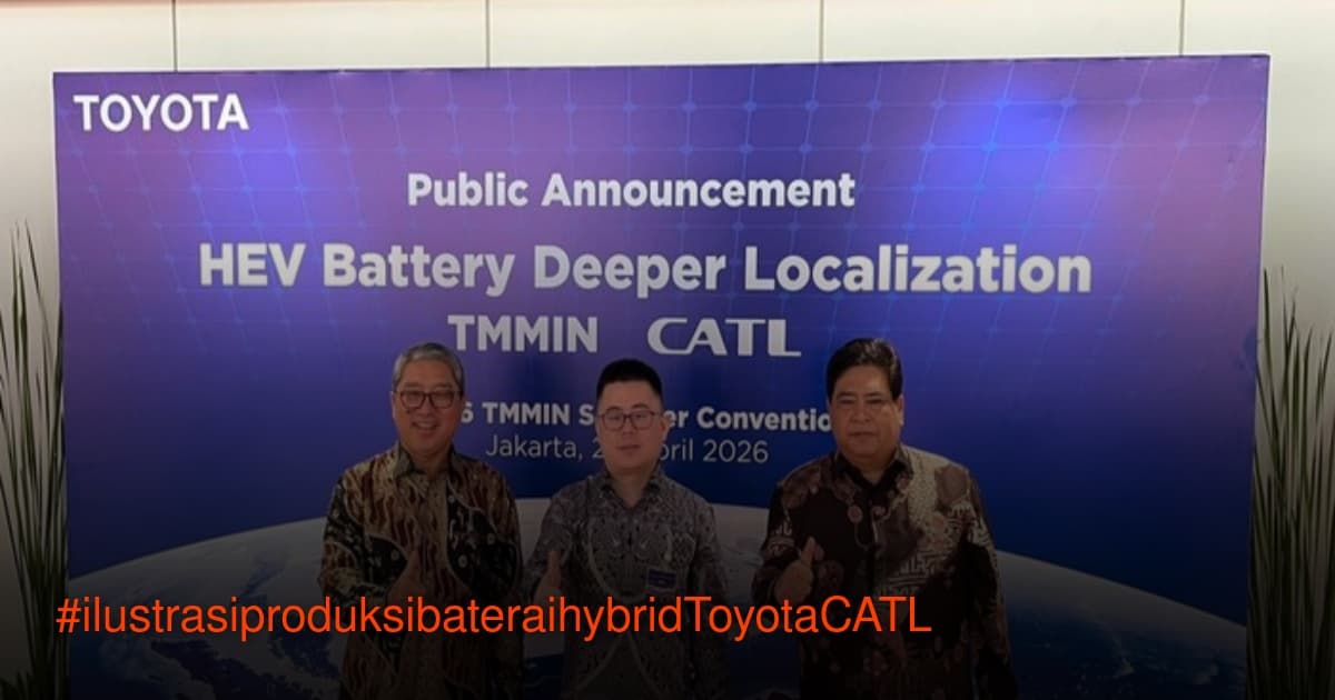 Presiden Direktur TMMIN Nandi Julyanto mengumumkan kerja sama produksi baterai hybrid dengan CATL di Indonesia