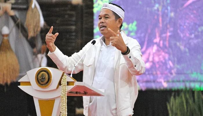 Gubernur Jawa Barat Dedi Mulyadi saat menghadiri Forum Industri Jawa Barat di Bandung pada 23 April 2026