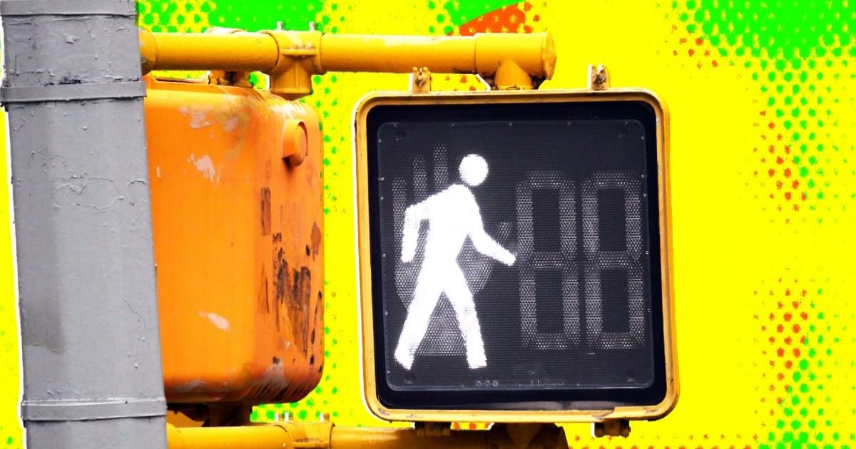 Ilustrasi rambu penyeberangan pejalan kaki di Manhattan, New York City