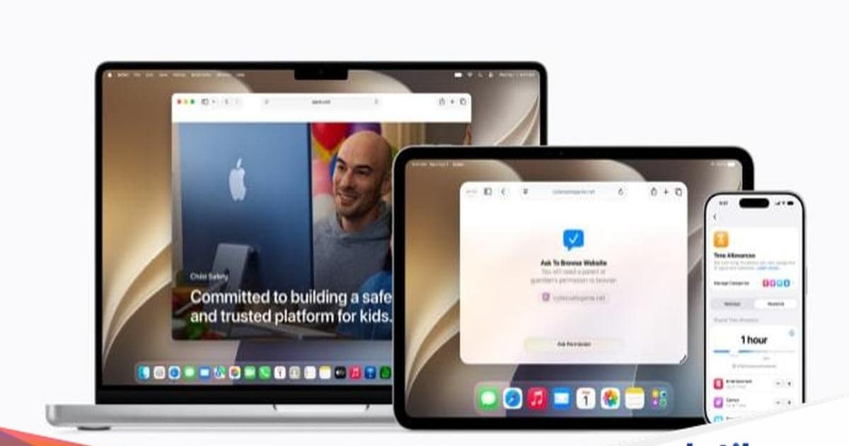 Tampilan fitur keamanan anak Ask to Browse di iOS 27 yang memerlukan izin orang tua untuk akses situs web
