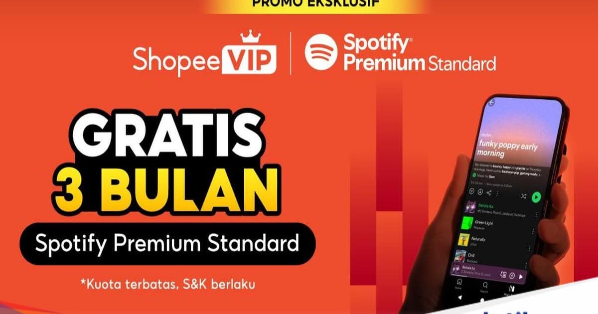 Ilustrasi kolaborasi Shopee VIP dan Spotify Premium gratis 3 bulan