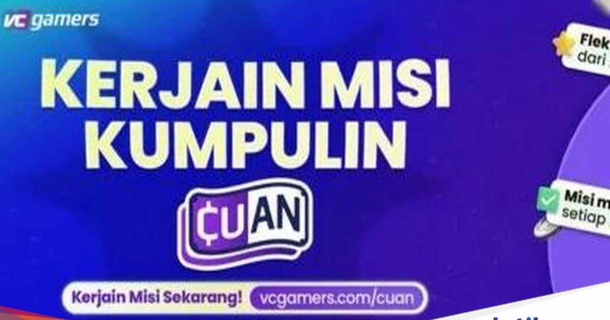 Ilustrasi Fitur Cuan VCGamers dengan tampilan halaman reward dan misi