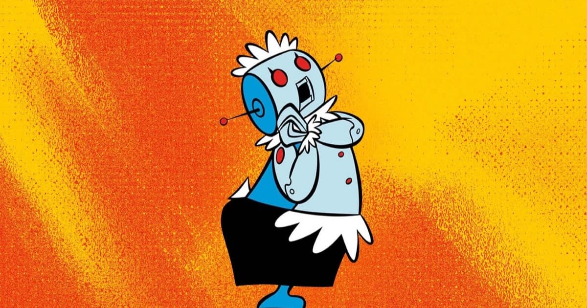 Ilustrasi Rosey the Robot, pembantu rumah robot dari kartun The Jetsons, menggambarkan visi startup AI tentang robot pembersih rumah