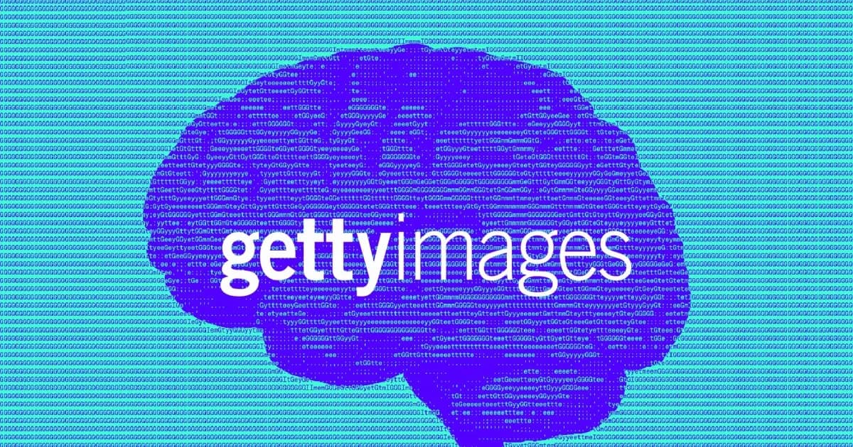 Logo Getty Images dan Shutterstock dengan latar belakang biru