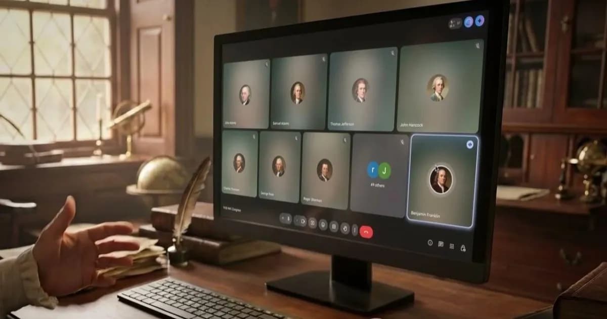 Iklan Google Workspace yang menampilkan founding fathers menggunakan Gemini AI