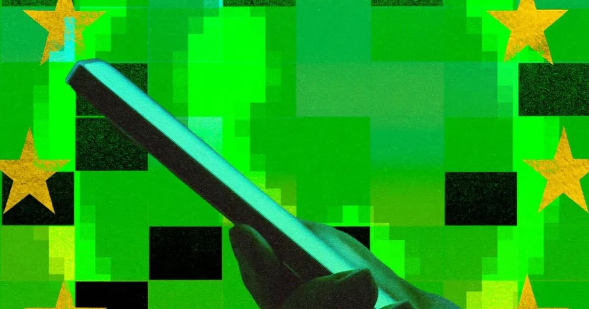 Gedung Parlemen Eropa di Brussels dengan bendera Uni Eropa berkibar