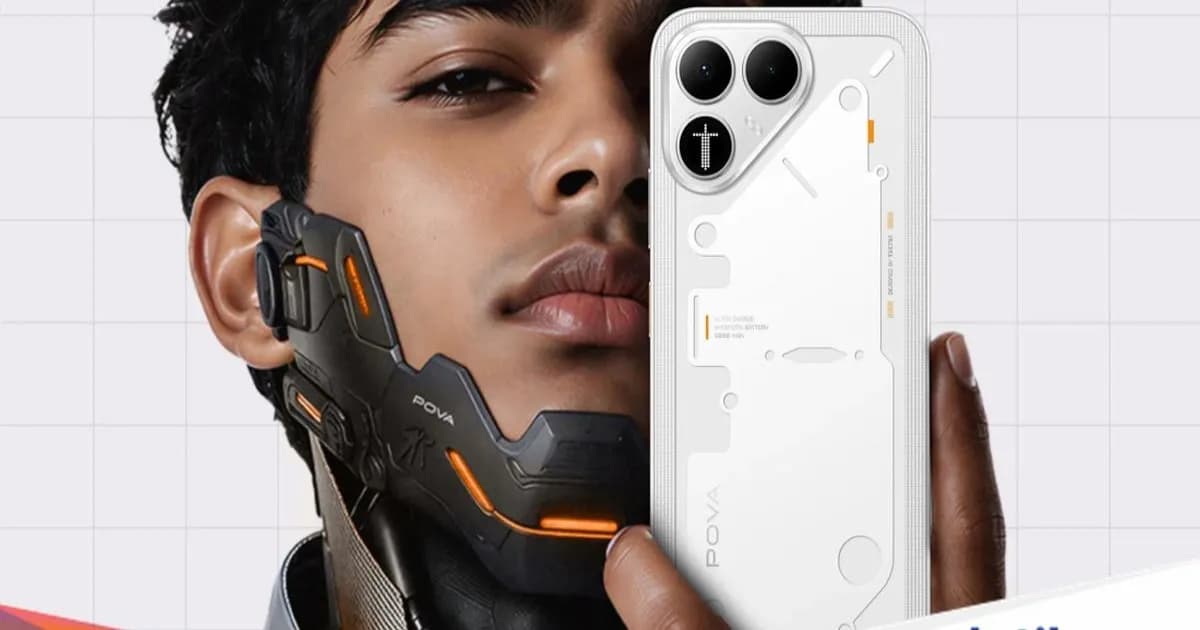 Tecno Pova 8 5G dengan desain futuristis dan Alive Matrix Display