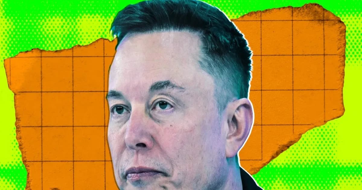 Ilustrasi foto Elon Musk dengan efek warna-warni futuristik