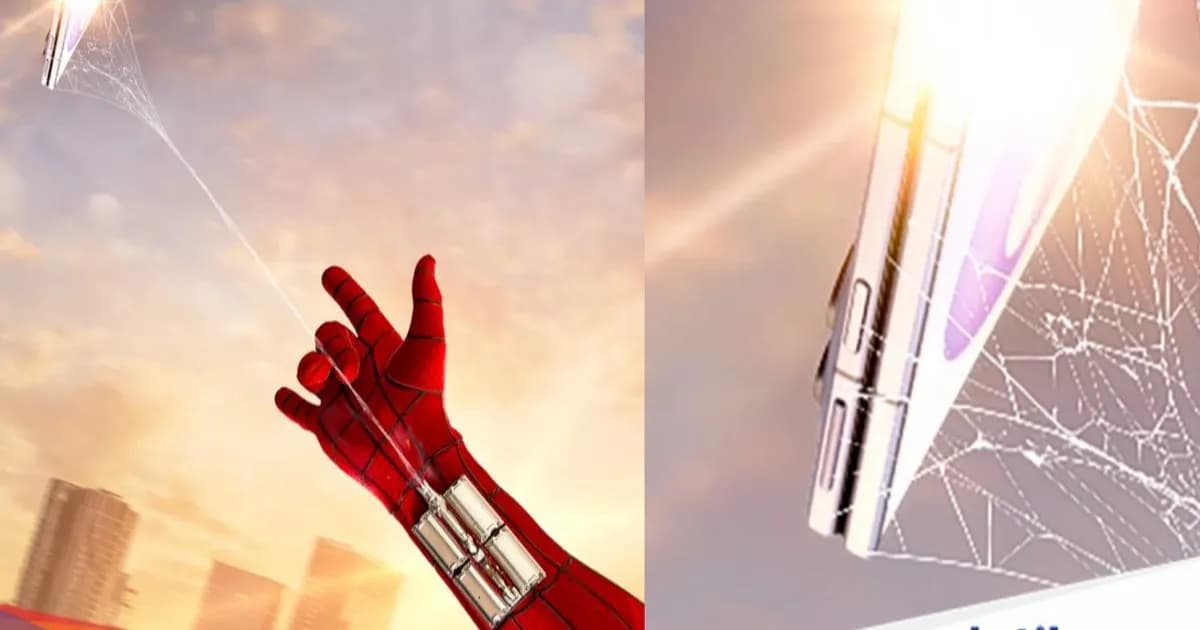 Spider-Man memegang Samsung Galaxy Z Fold8 dengan desain baru lebih lebar dan tipis