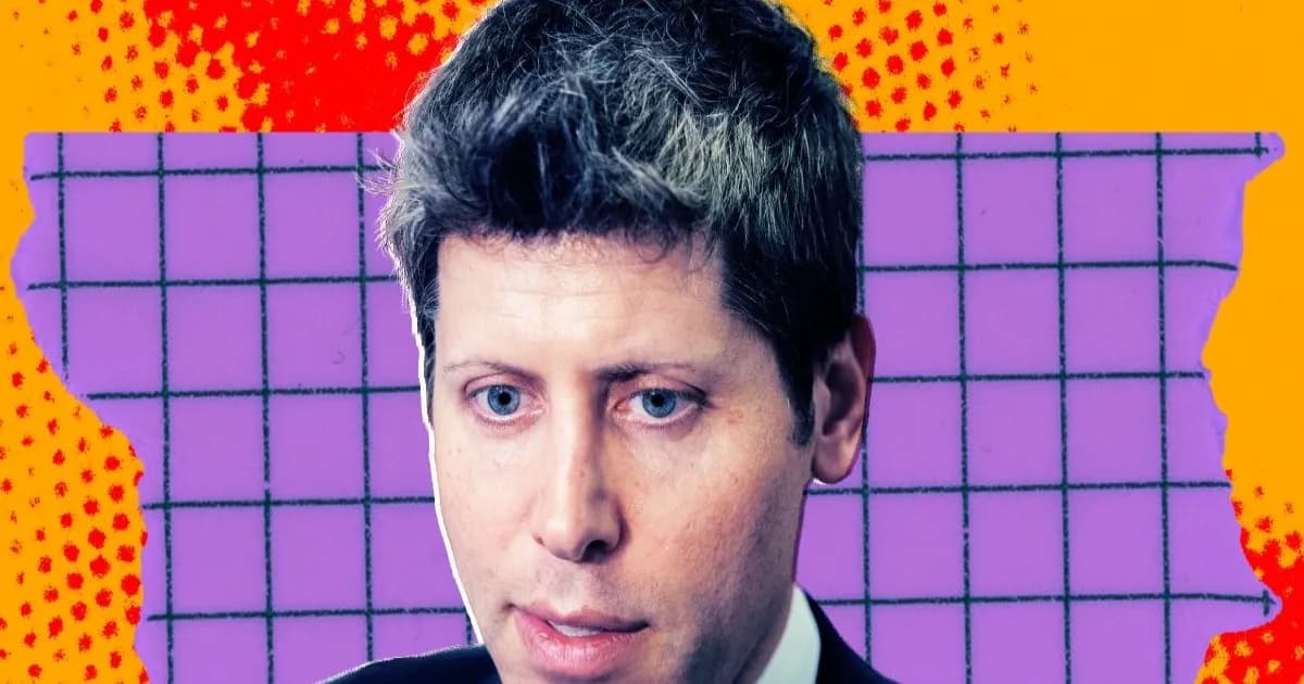 Ilustrasi foto Sam Altman, CEO OpenAI, dengan latar belakang browser Atlas yang dihentikan.