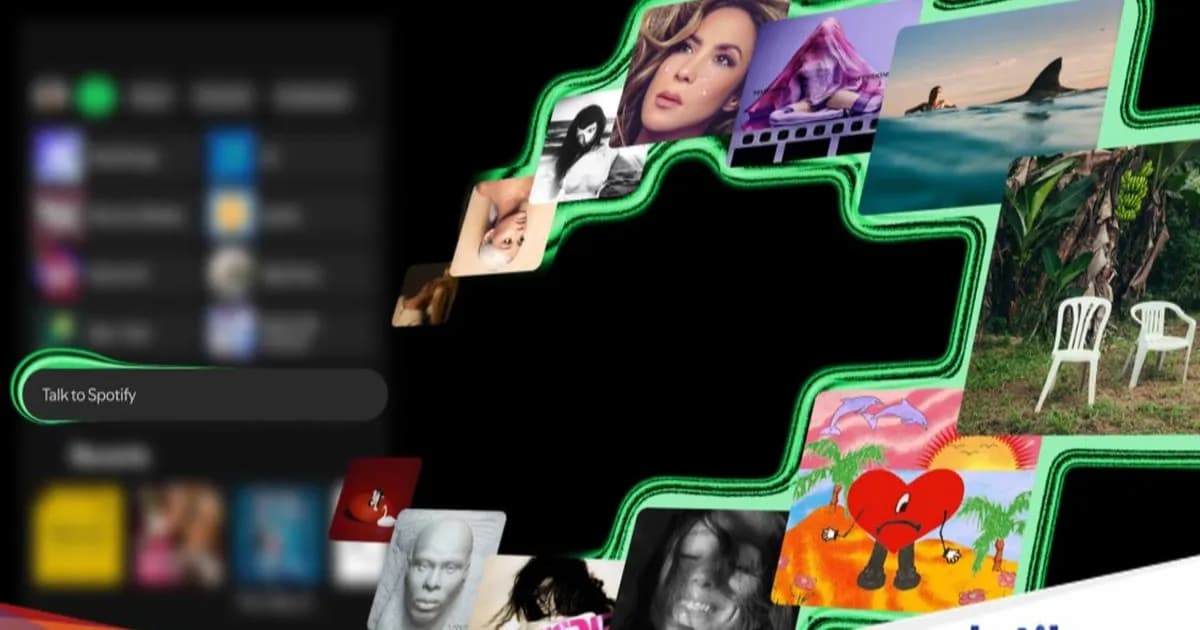 Tampilan fitur chatbot Talk to Spotify di aplikasi mobile yang menunjukkan antarmuka percakapan dengan asisten AI