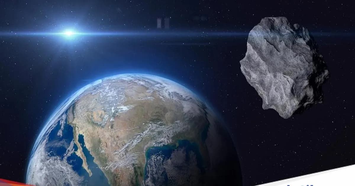 Ilustrasi asteroid besar mendekati planet Bumi di luar angkasa