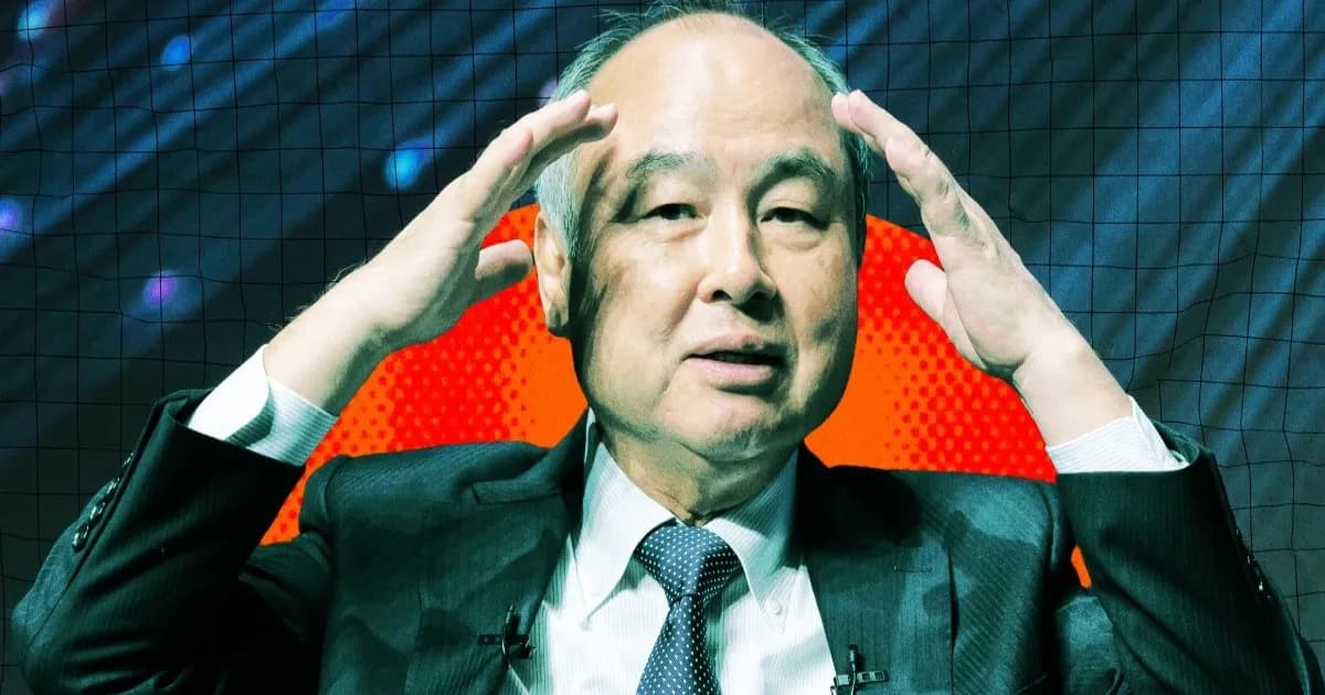 Ilustrasi foto bergaya Chairman dan CEO SoftBank Group Corp., Masayoshi Son, dengan ekspresi serius