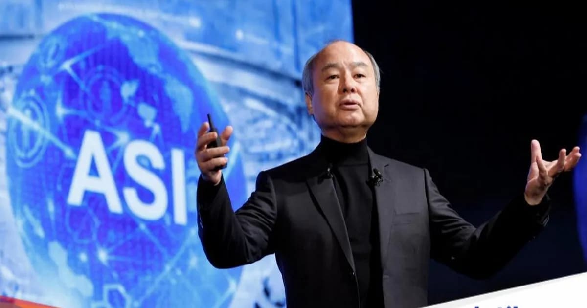 Chairman dan CEO SoftBank Group Masayoshi Son menyampaikan presentasi di SoftBank World 2026