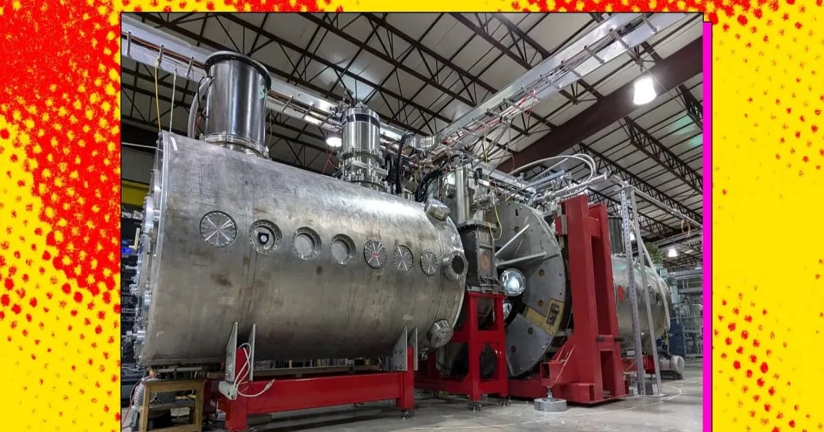 Eksperimen WHAM milik Realta Fusion yang berbentuk drum logam besar