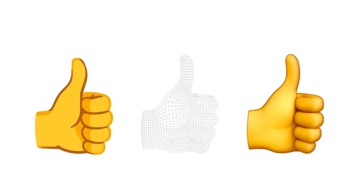 Tampilan set emoji 3D Google Noto Emoji dengan berbagai ekspresi wajah dan objek