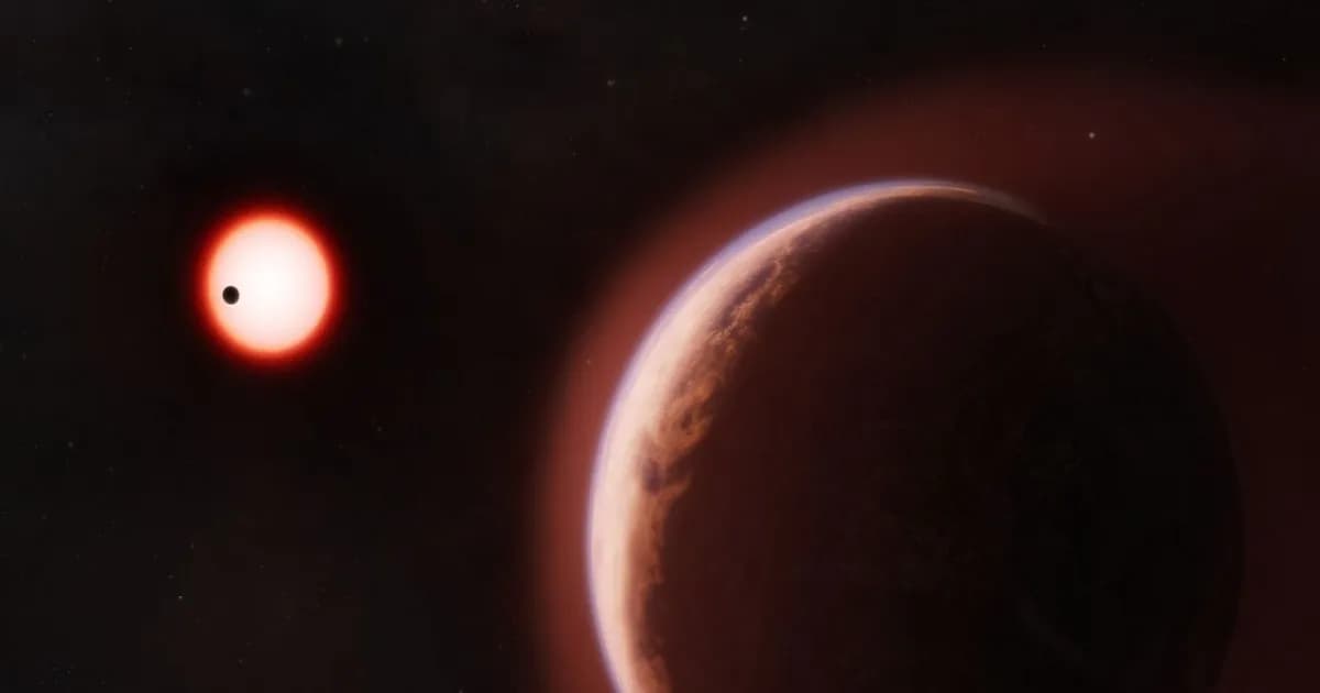 Ilustrasi planet ekstrasurya LHS 1140 b dengan atmosfer di zona layak huni bintang katai merah