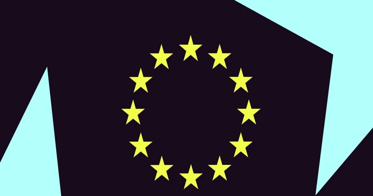 Logo AliExpress dengan latar belakang gedung Komisi Eropa di Brussel