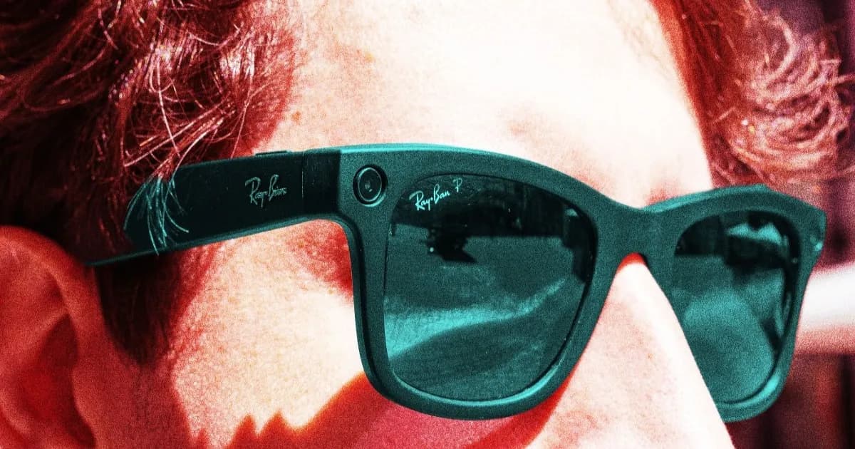 Ilustrasi pria mengenakan kacamata AI Meta Ray-Ban yang kontroversial
