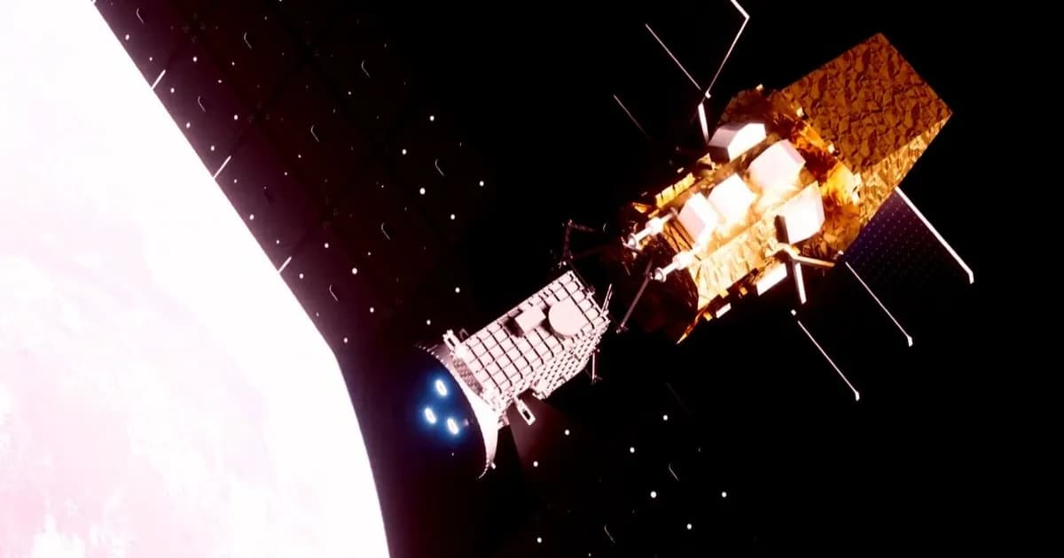 Ilustrasi pesawat antariksa Katalyst LINK mendorong teleskop Swift NASA di orbit Bumi