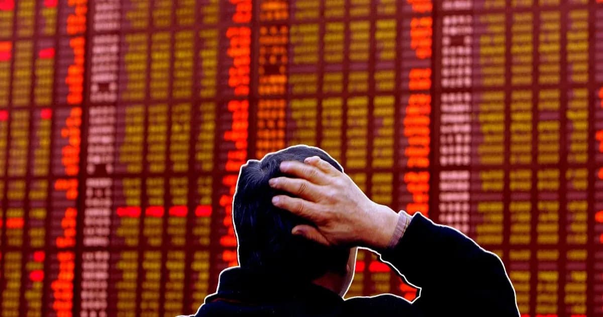 Papan indeks saham di Seoul dengan angka merah mencolok di tengah kepanikan pasar